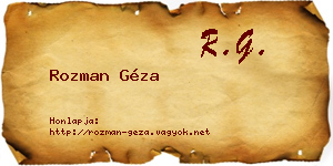 Rozman Géza névjegykártya